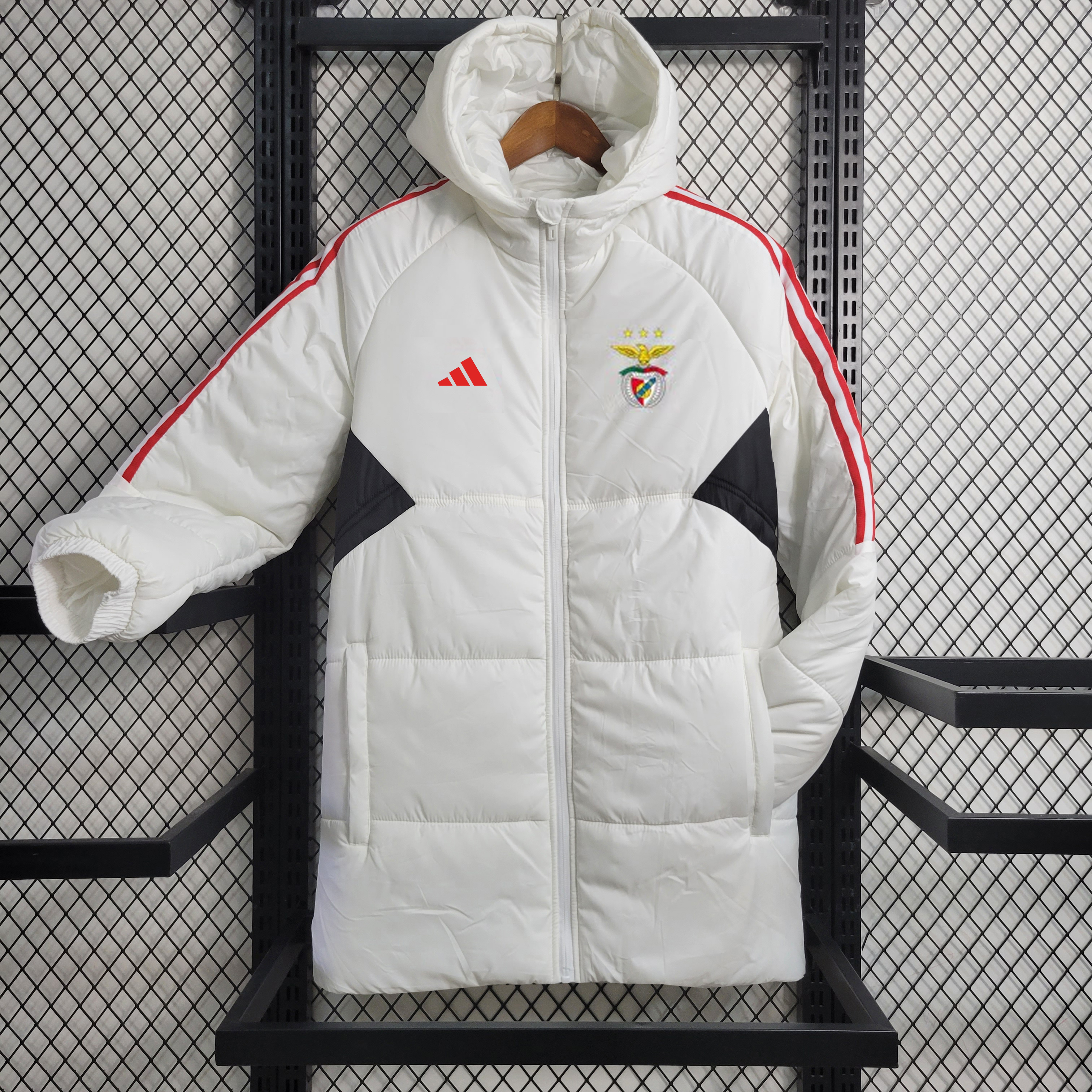 Benfica 23-24 Men's Hooded Thermal Cotton Jacket - White